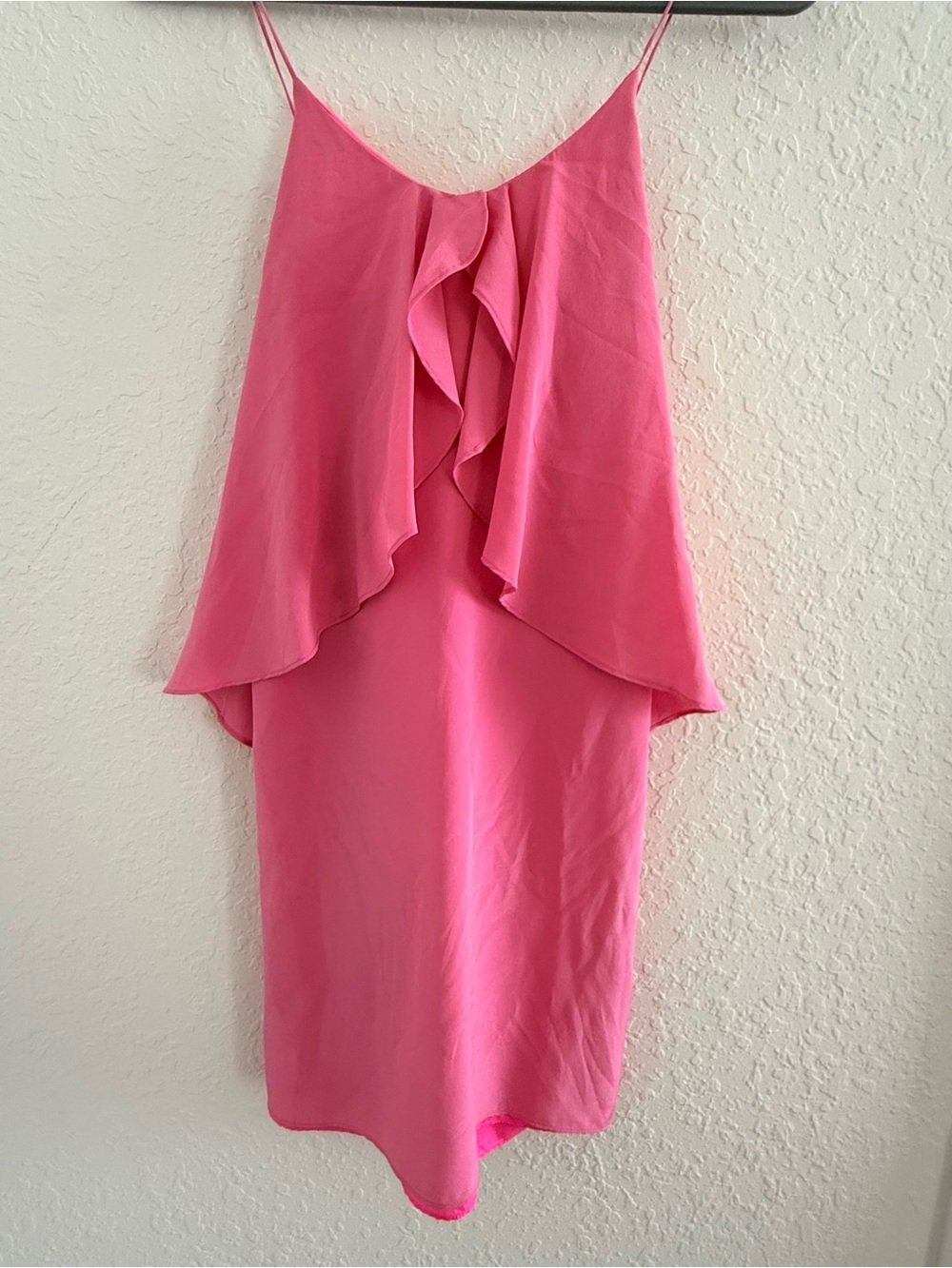 Leona by Lauren Leonard 100% Silk Pink Ruffle Mini Dress Size 2